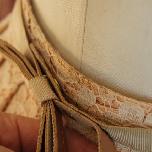 Vintage 1950s 1960s Skirt with Belt, Charm of Hollywood Pink and Ivory Lace - Picture 8 of 10